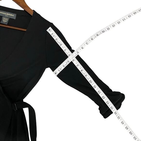 Vintage Y2K Banana Republic Wrap Dress Womens Size Small Black 3/4 Sleeves - Picture 7 of 9